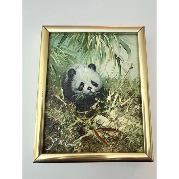 PANDA original painting 5x4 art animal wall art small art gift idea - Picture 1 of 5
